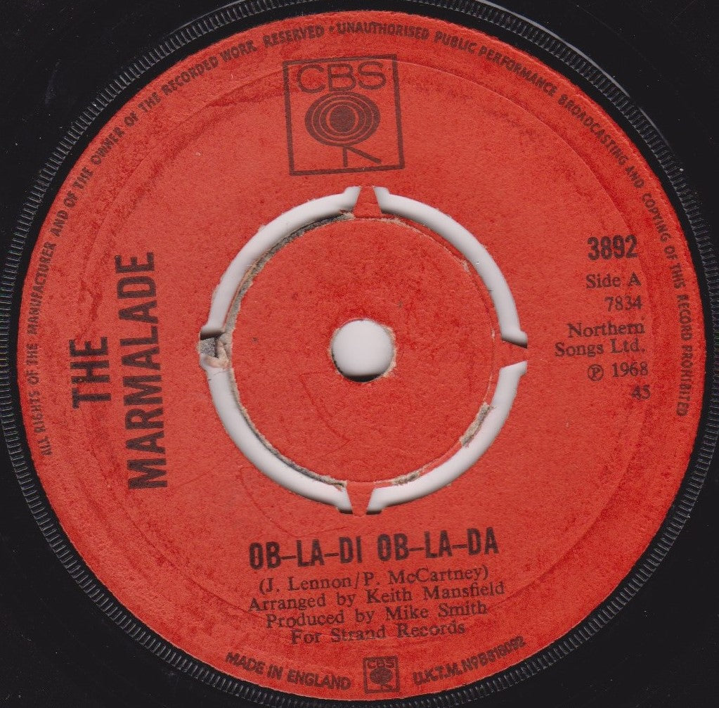 The Marmalade – Ob-La-Di Ob-La-Da (CBS 1968) 7" vinyl single G+/-