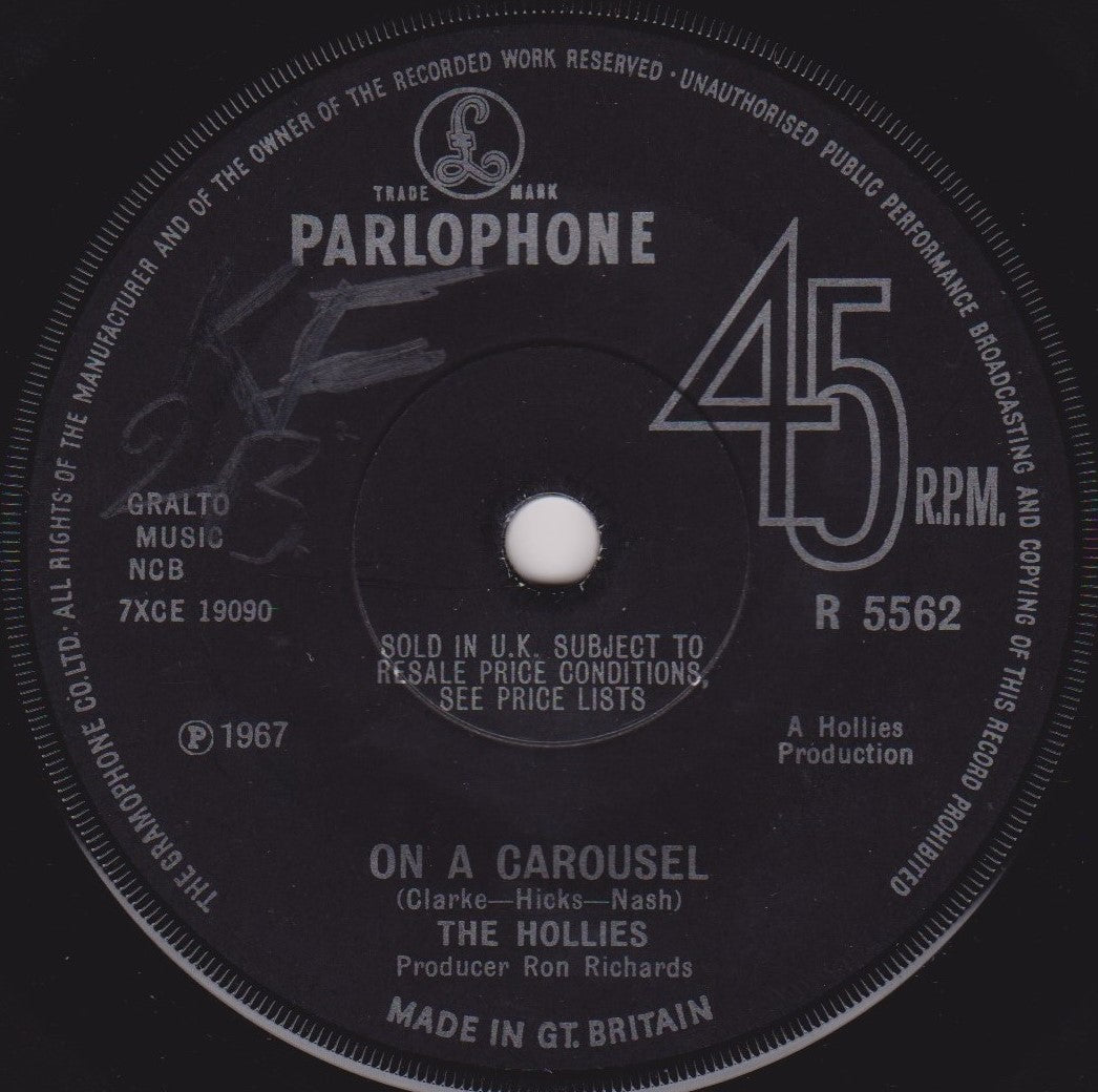 The Hollies – On A Carousel (Parlophone 1967) 7" vinyl single VG/-