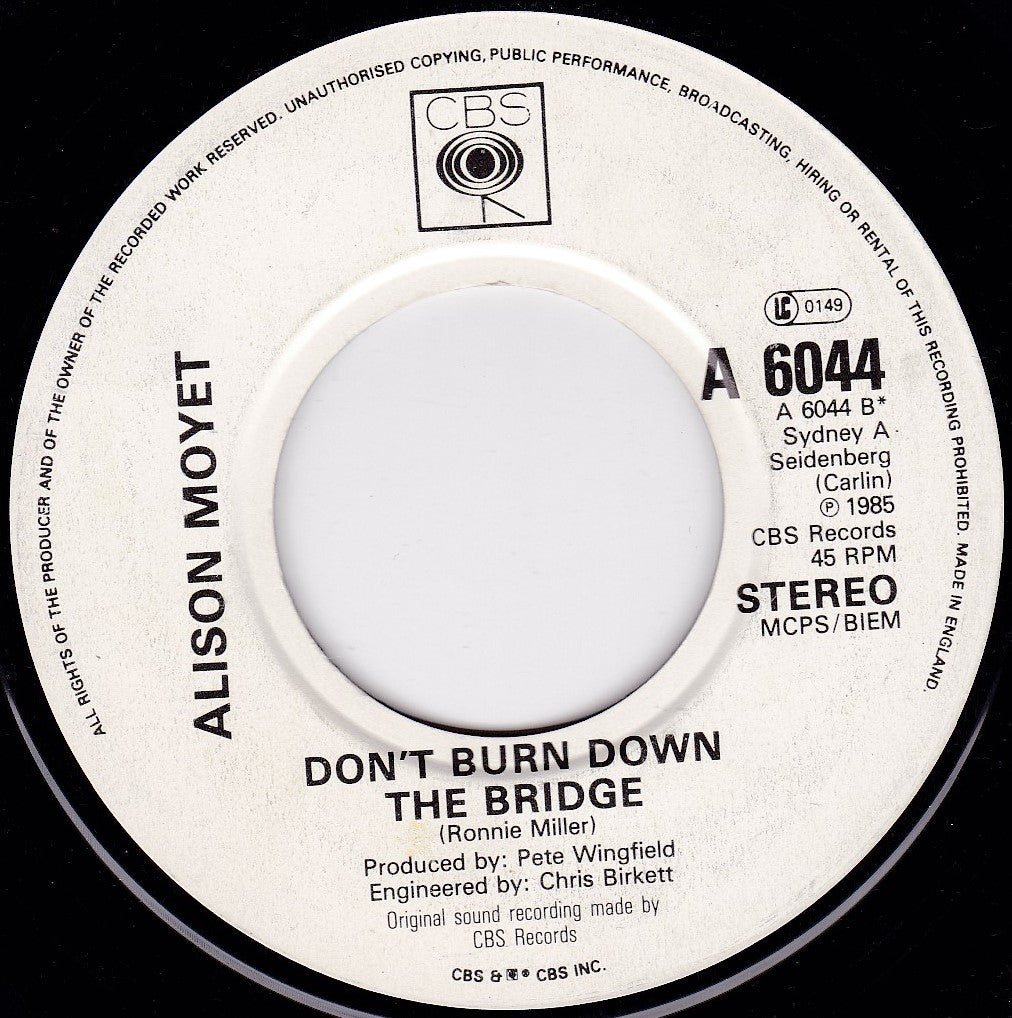 Alison Moyet - That Ole Devil Called Love (CBS 1985) 7" vinyl single VG/- jukebox