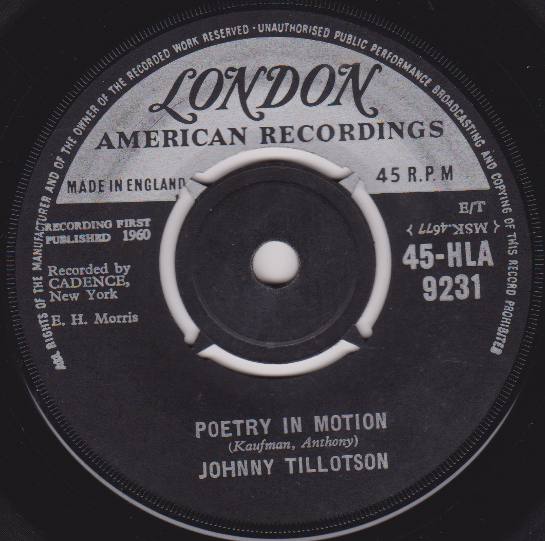 Johnny Tillotson – Poetry In Motion (London 1960) 7" vinyl single VG/-