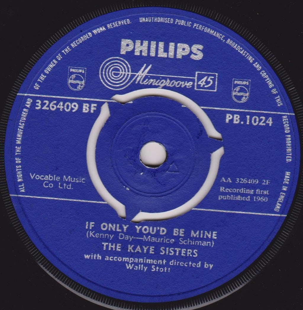 The Kaye Sisters – Paper Roses (Philips 1960) 7" vinyl single VG/-