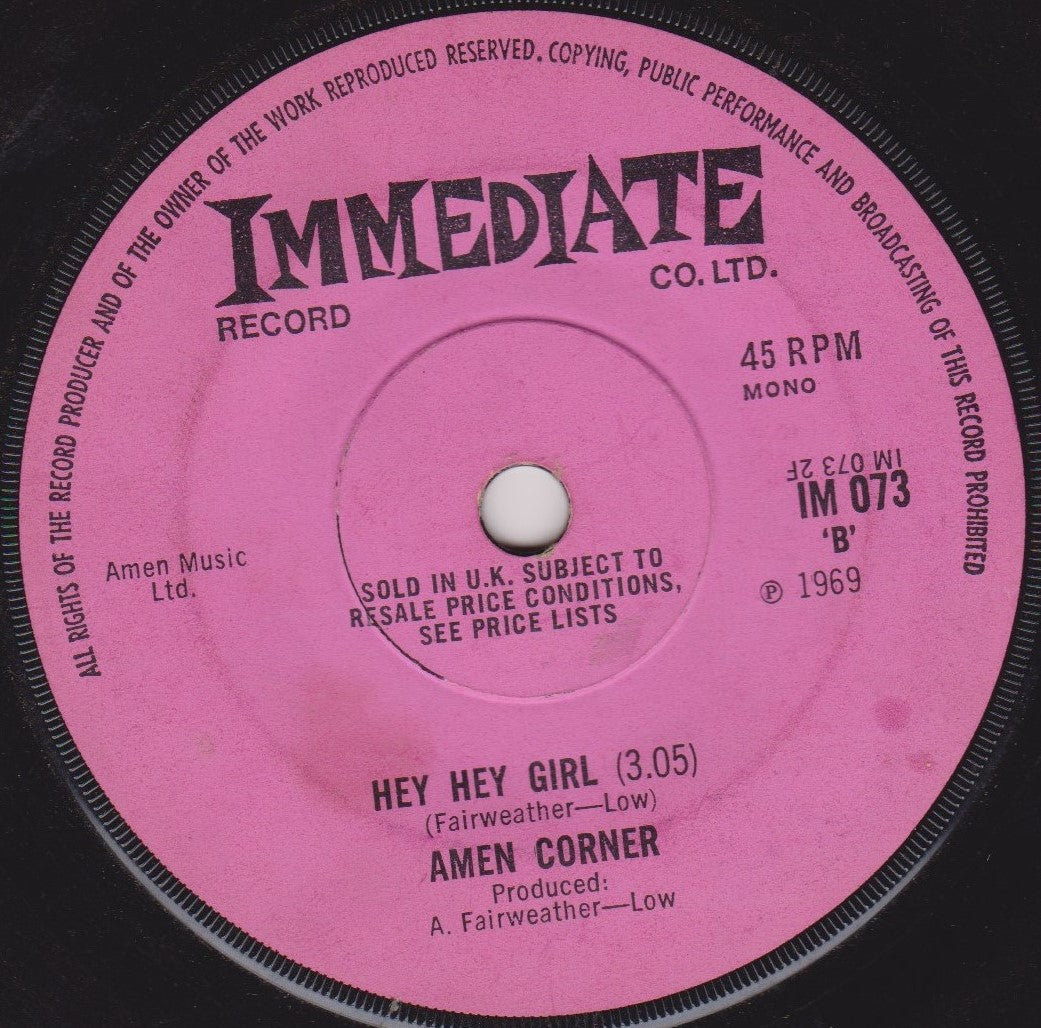 The Amen Corner – (If Paradise Is) Half As Nice (Immediate 1969) 7" vinyl single G+/-