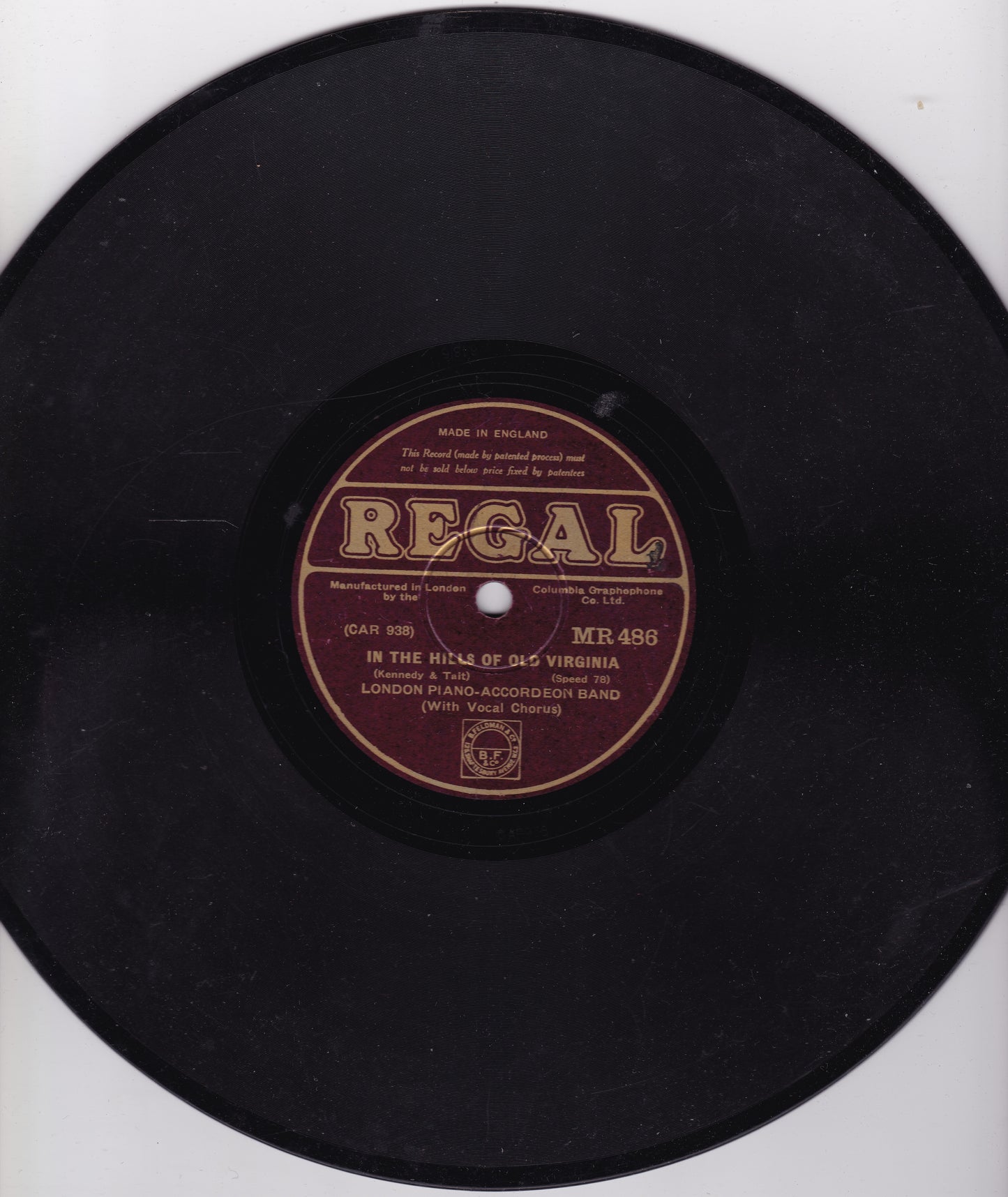 London Piano-Accordeon Band - Paradise Waltz (Regal) 10" shellac VG/-