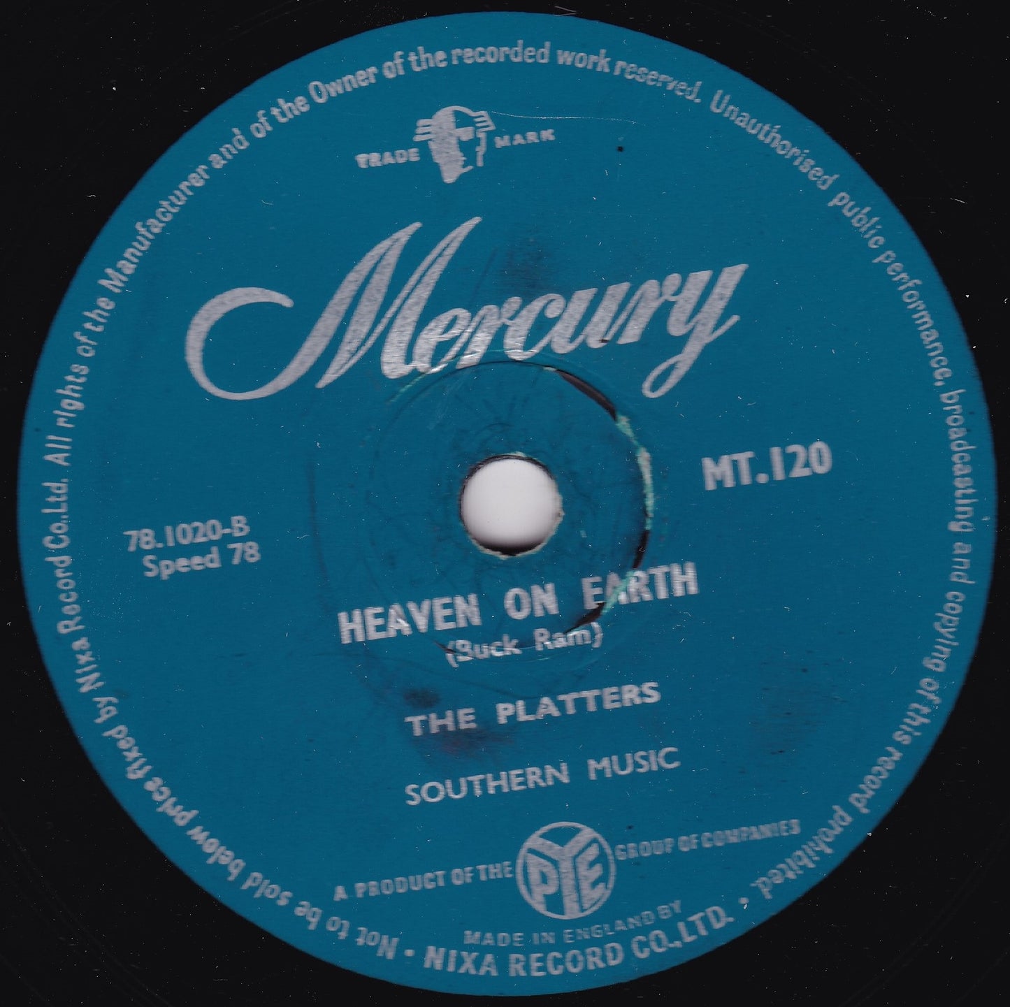 The Platters – My Prayer / Heaven On Earth (Mercury 1956) 10" shellac VG/-