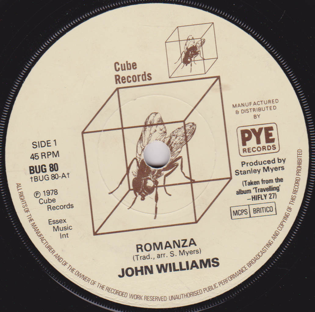 John Williams - Romanza (Cube 1978) 7" vinyl single VG/-