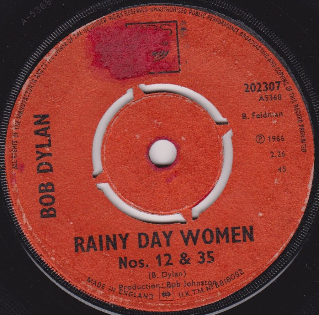 Bob Dylan – Rainy Day Women Nos. 12 & 35 (CBS 1966) 7" vinyl single G/-