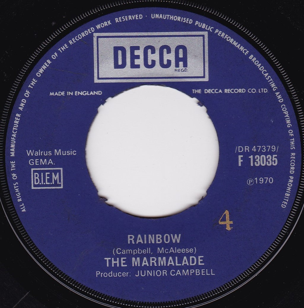 The Marmalade – Rainbow (Decca 1970) 7" vinyl single G+/- jukebox centre