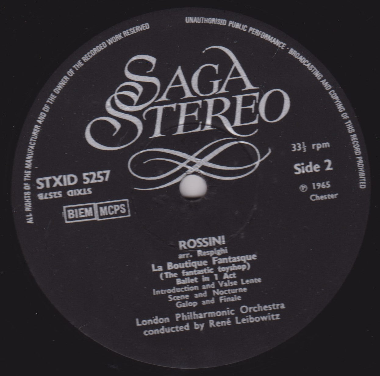 Rossini, Respighi, London Philharmonic Orchestra – La Boutique Fantasque = The Fantastic Toyshop (Saga 1965) 12" vinyl LP VG/VG