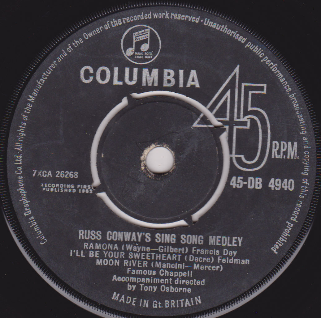 Russ Conway – Russ Conway's Sing Song Medley (Columbia, 1962) 7" vinyl VG/-
