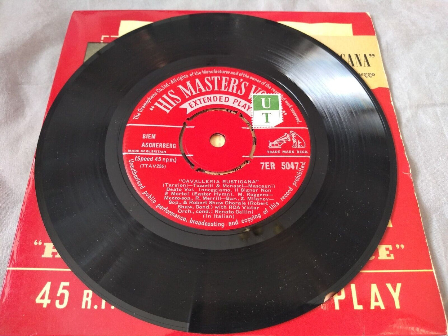 Zinka Milanov – Cavalleria Rusticana (His Master's Voice) 7'' vinyl EP VG/VG