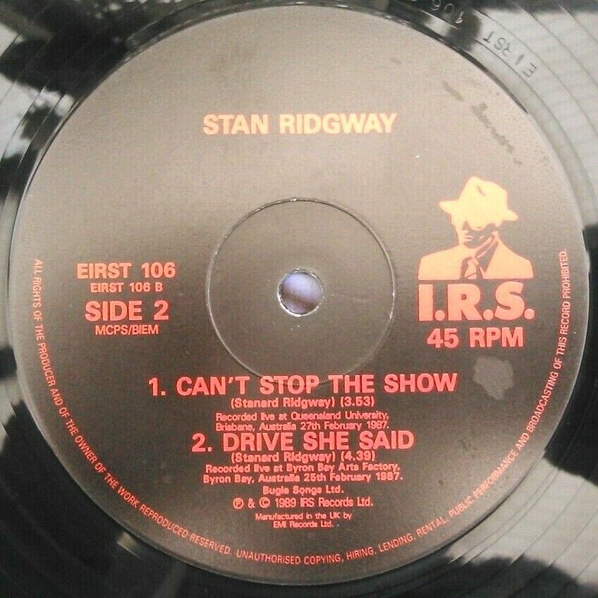 Stan Ridgway – Calling Out To Carol (IRS, 1989) 12" vinyl single VG/VG