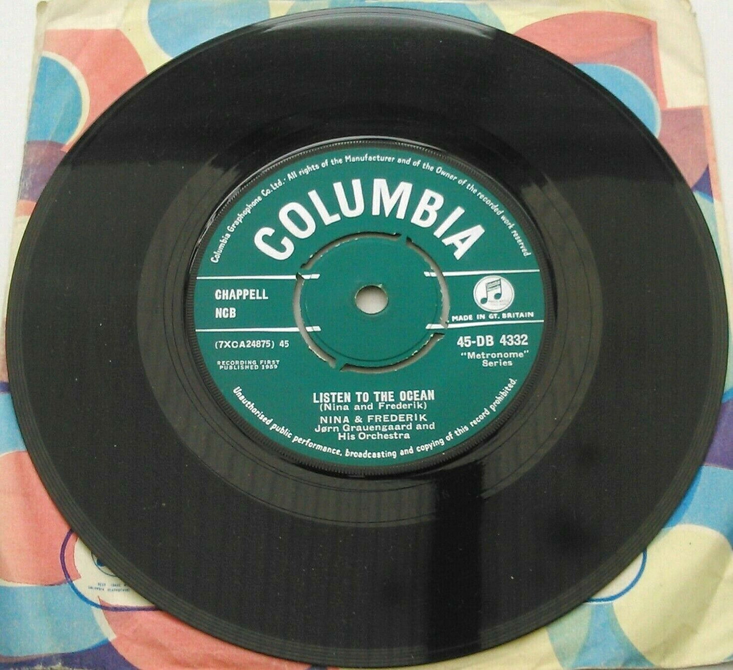 Nina & Frederik – Listen To The Ocean (Columbia, 1959) 7" vinyl single VG/-