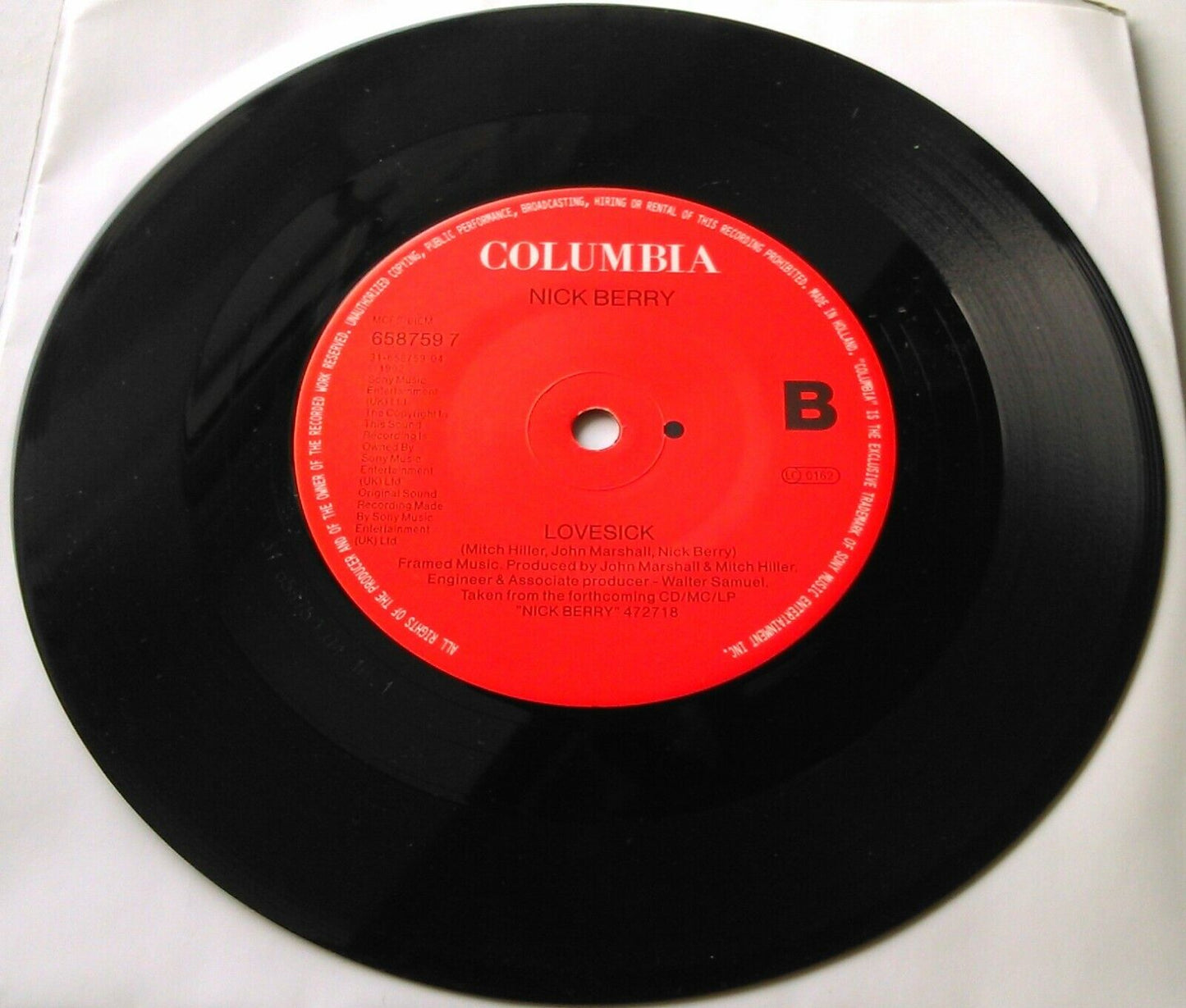 Nick Berry – Long Live Love (Columbia, 1992) 7" vinyl single VG/VG posterbag