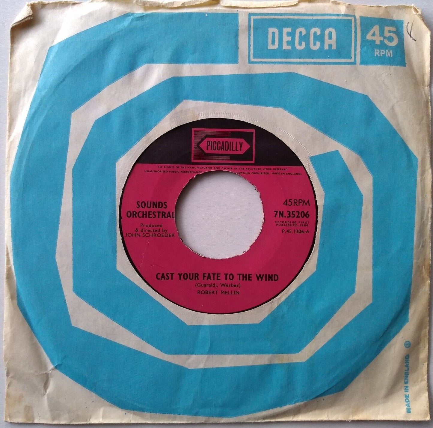 Sounds Orchestral - Cast Your Fate To The Wind (1964) 7" vinyl single VG/- juke