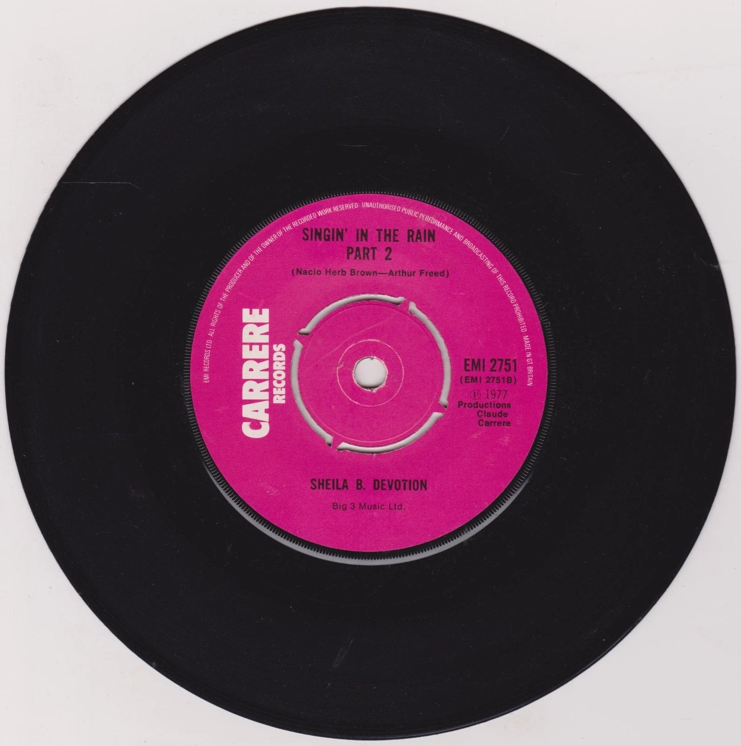 Sheila B. Devotion - Singin' In The Rain (Carrere, 1977) 7" vinyl single VG/-
