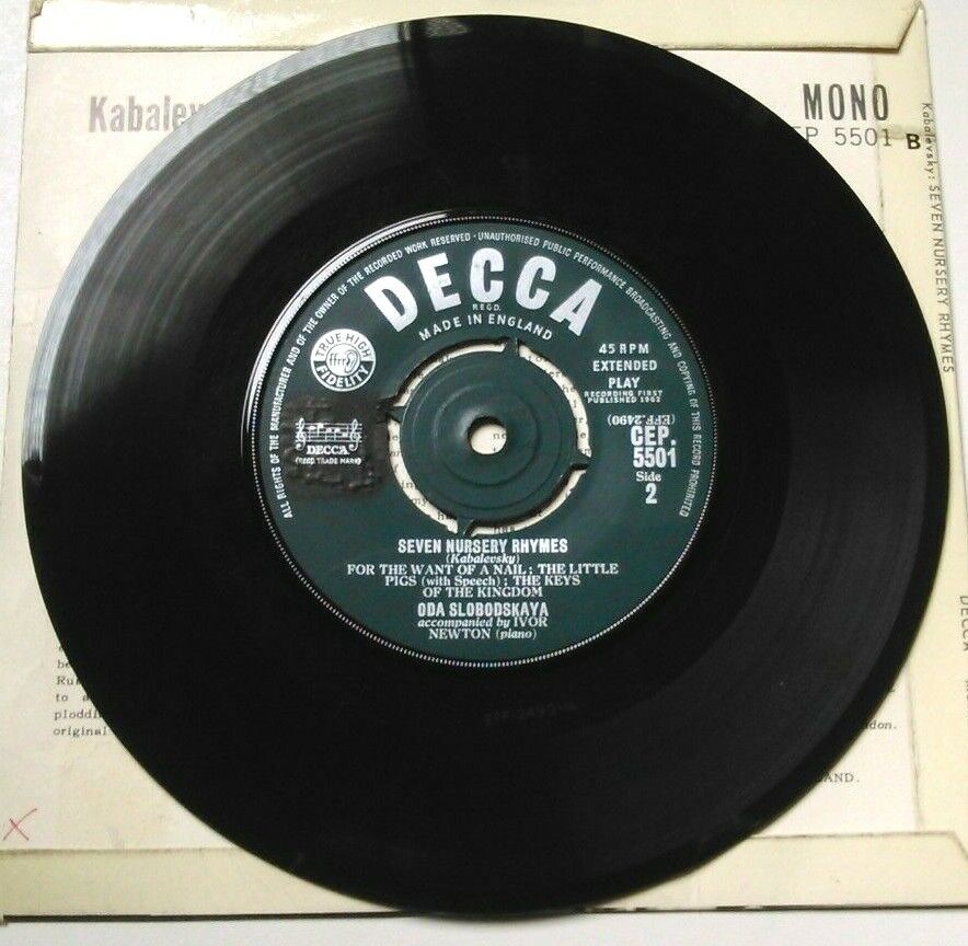 Oda Slobodskaya - Seven Nursery Rhymes (Decca, 1962) 7" vinyl EP VG/VG