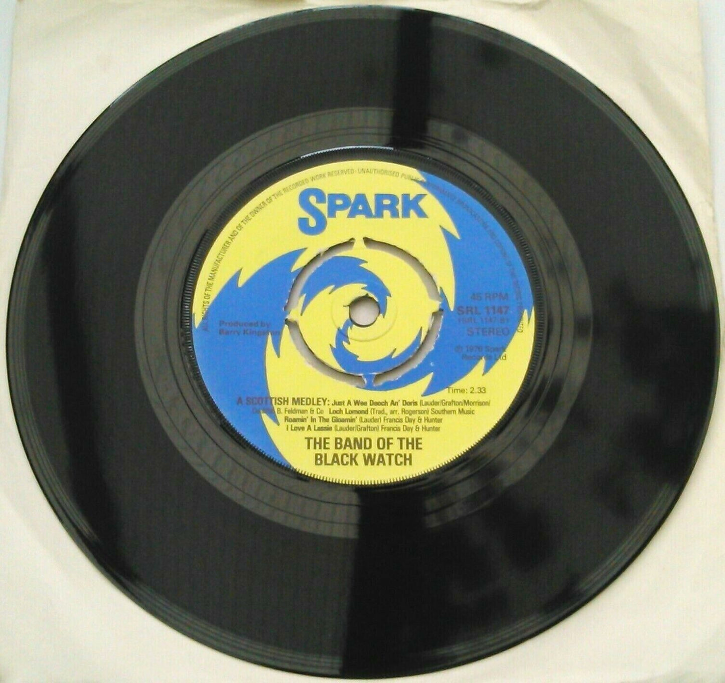 Band Of The Black Watch – White Christmas (1976) 7" vinyl single VG/-