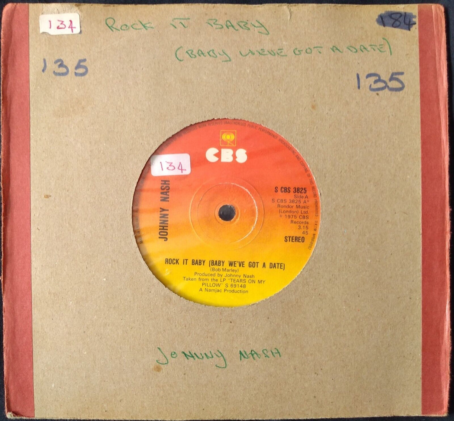 Johnny Nash – Rock It Baby (Baby We've Got A Date) (1975) 7" vinyl single VG/-