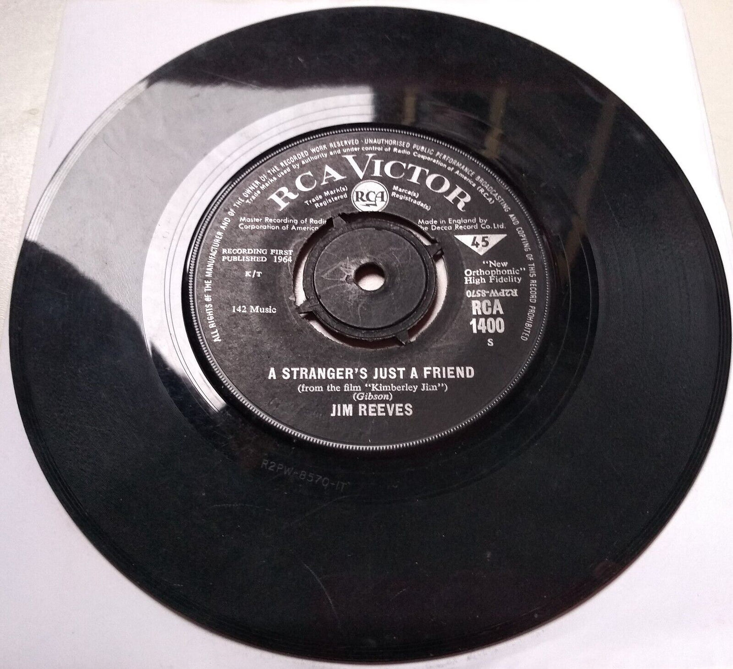 Jim Reeves – I Won't Forget You (RCA, 1964) 7" vinyl single VG/-