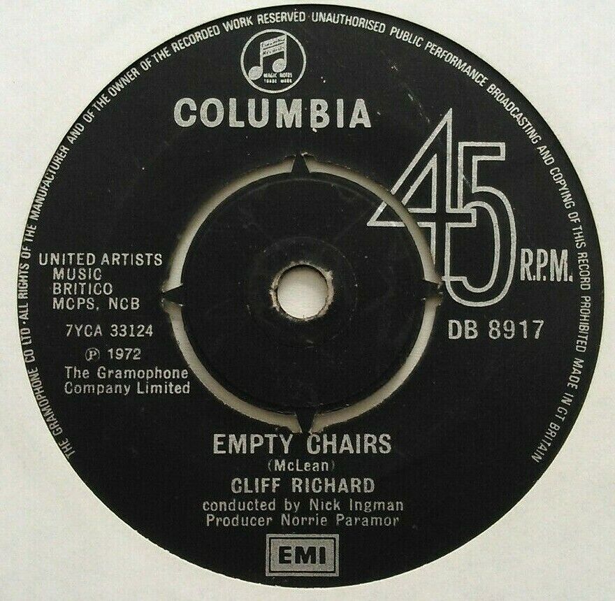 Cliff Richard - Living In Harmony (Columbia, 1972) 7" vinyl single VG/-