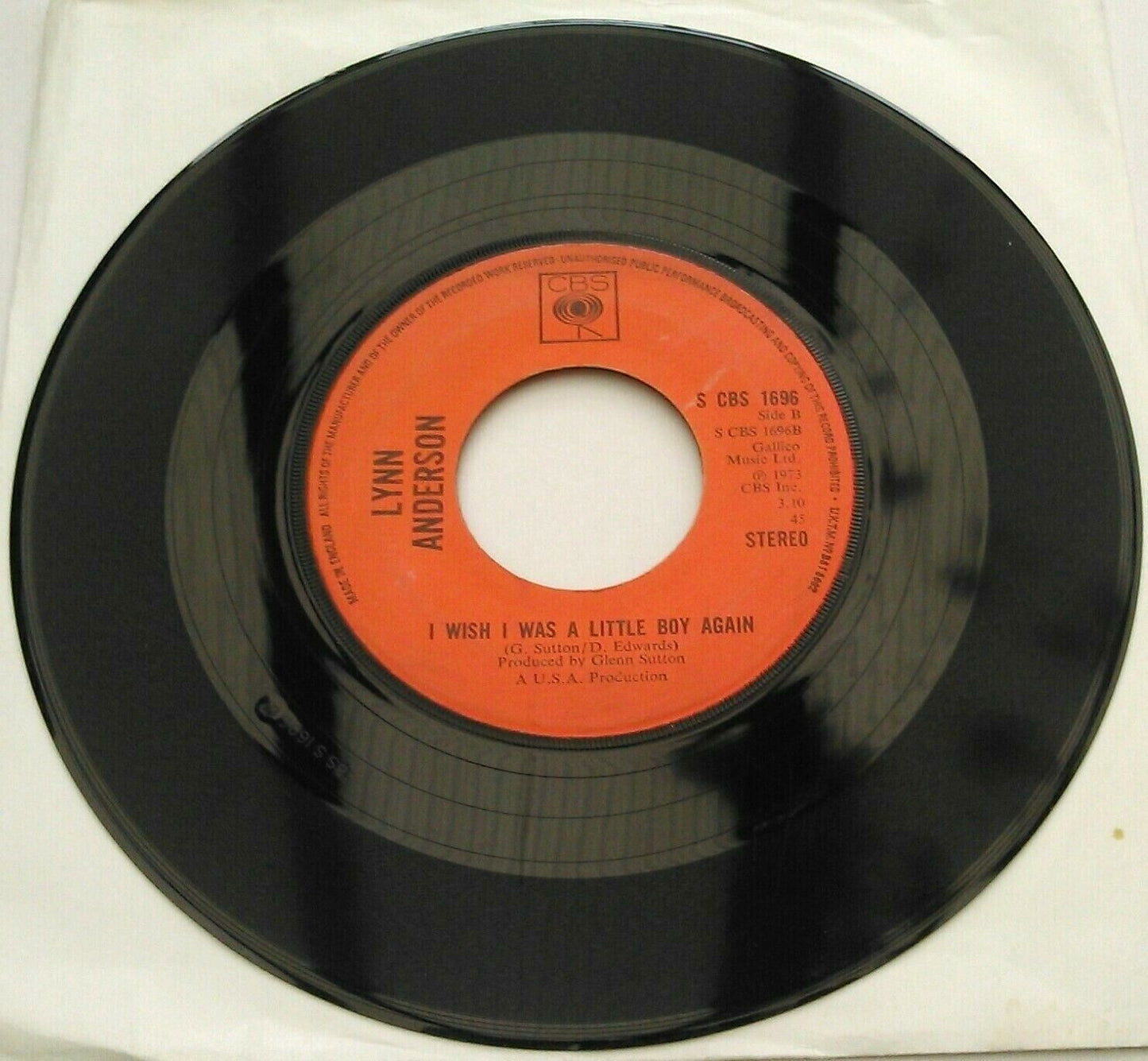 Lynn Anderson – Top Of The World (CBS 1973) 7" vinyl single VG/- jukebox