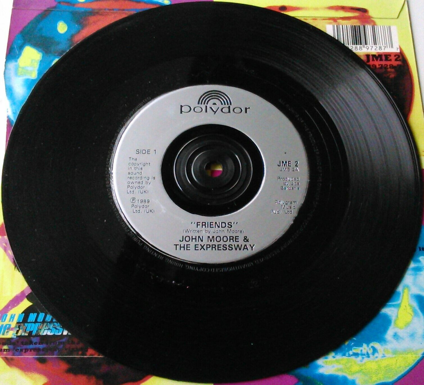 John Moore & The Expressway – Friends (Polydor, 1989) 7" vinyl P/S single VG/VG