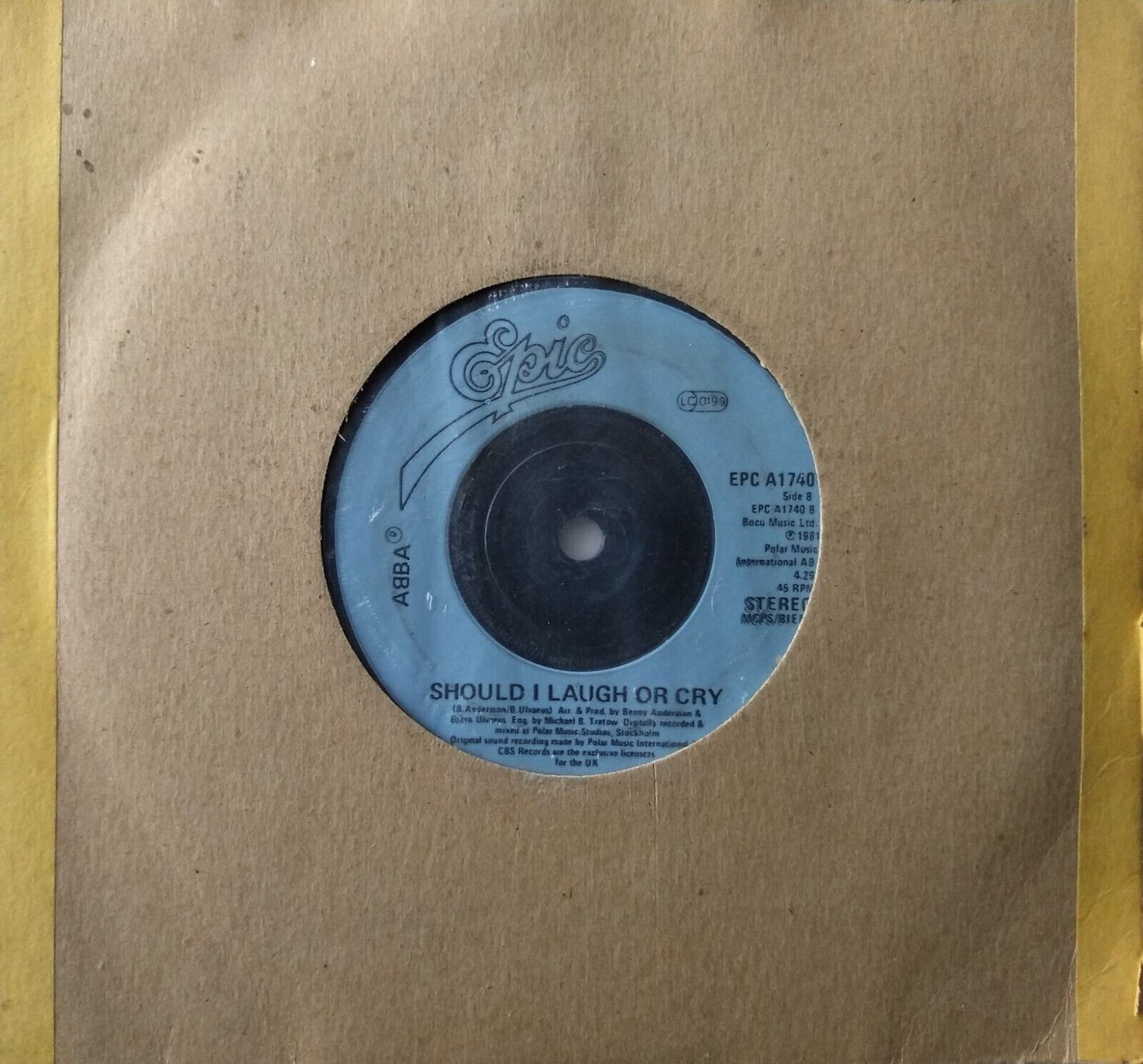 ABBA - One Of Us (Epic 1981) 7" vinyl single VG/-