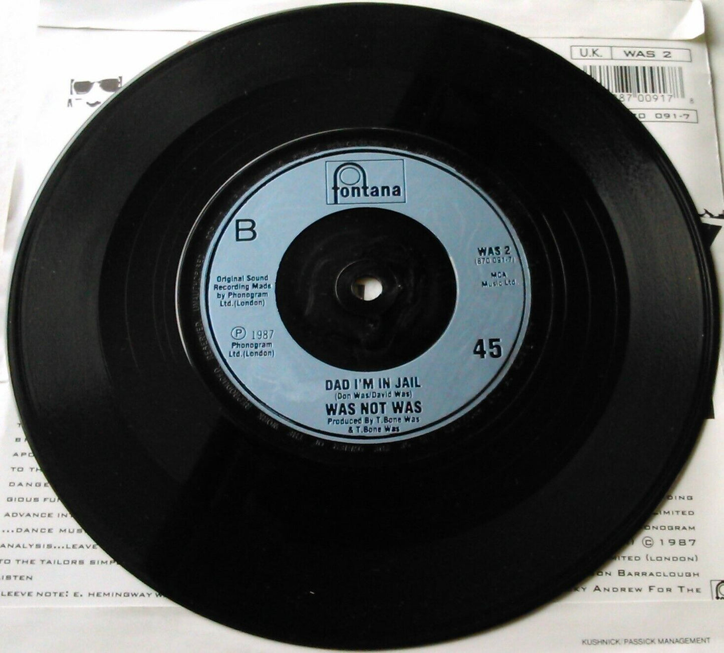 Was (Not Was) – Spy In The House Of Love (Fontana 1987) 7" vinyl single VG/VG
