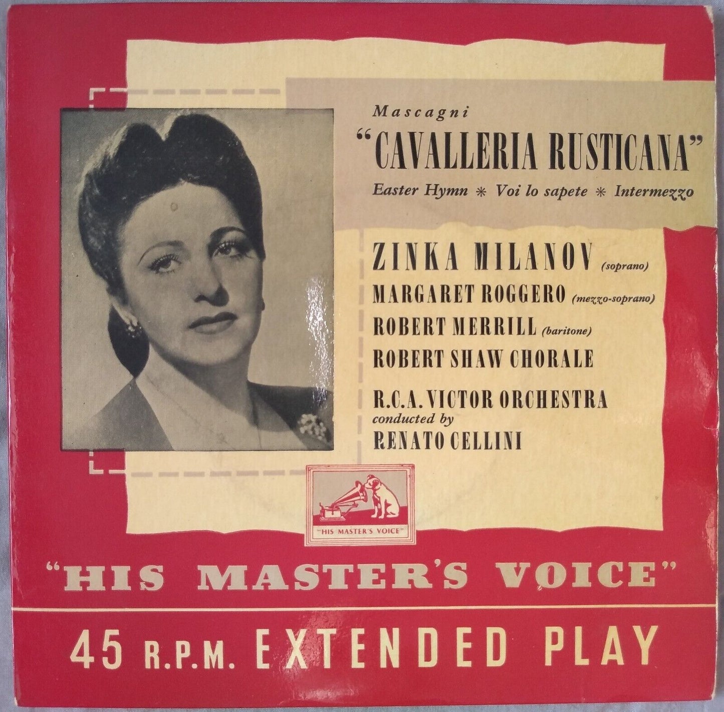 Zinka Milanov – Cavalleria Rusticana (His Master's Voice) 7'' vinyl EP VG/VG