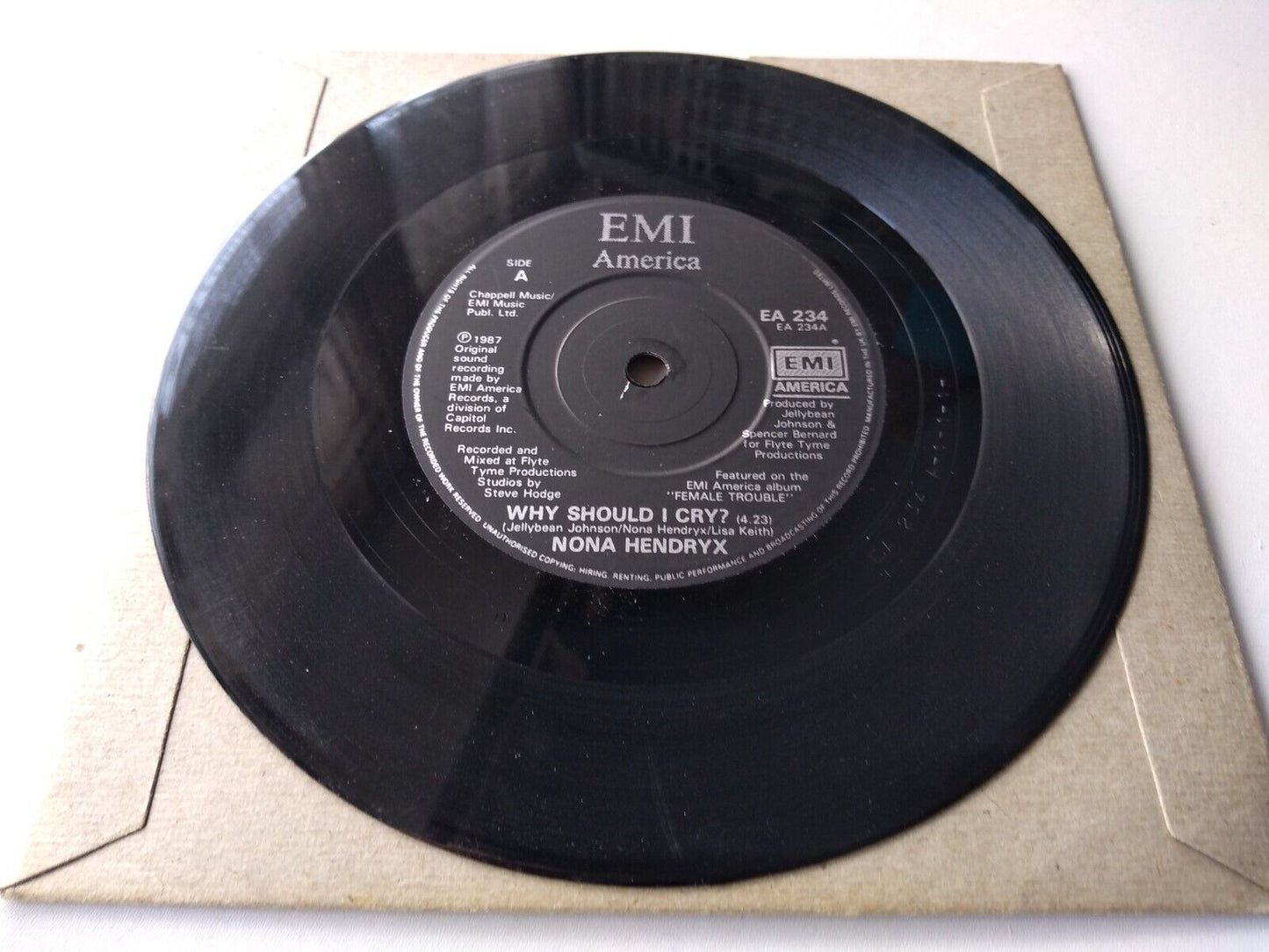 Nona Hendryx - Why Should I Cry (EMI 1987) 7” vinyl single VG/-