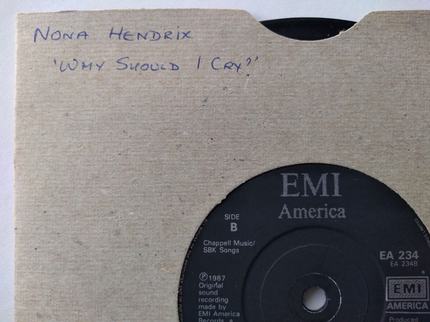 Nona Hendryx - Why Should I Cry (EMI 1987) 7” vinyl single VG/-