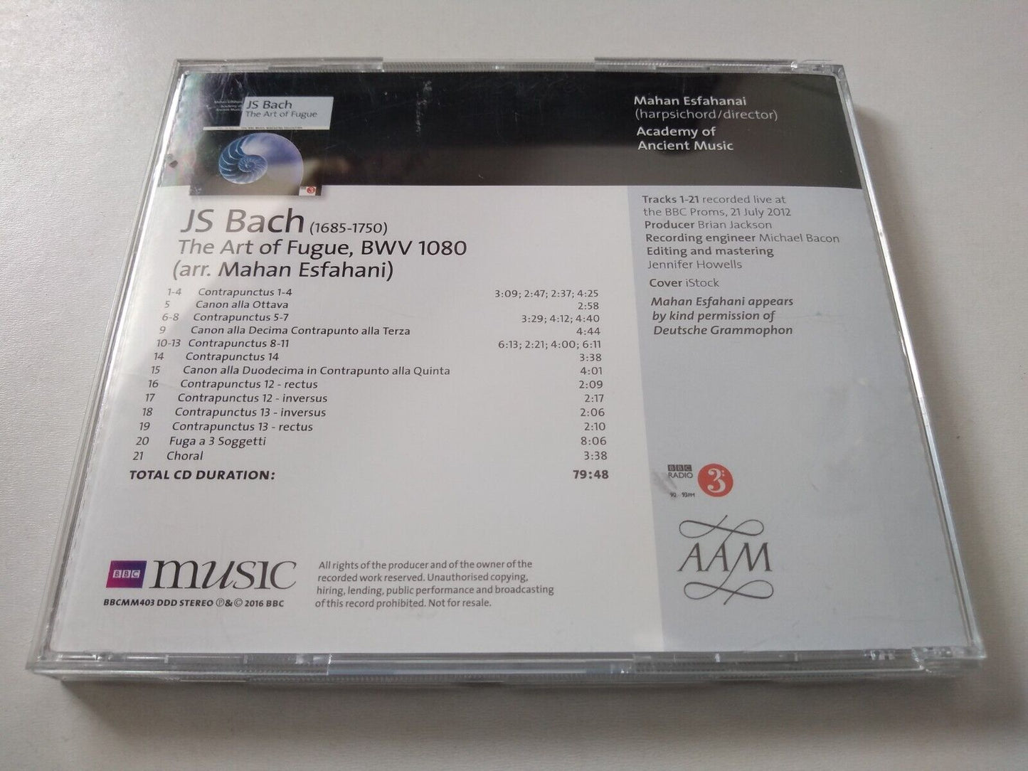 J S Bach, Esfahani – The Art Of The Fugue (2016) CD album BBC