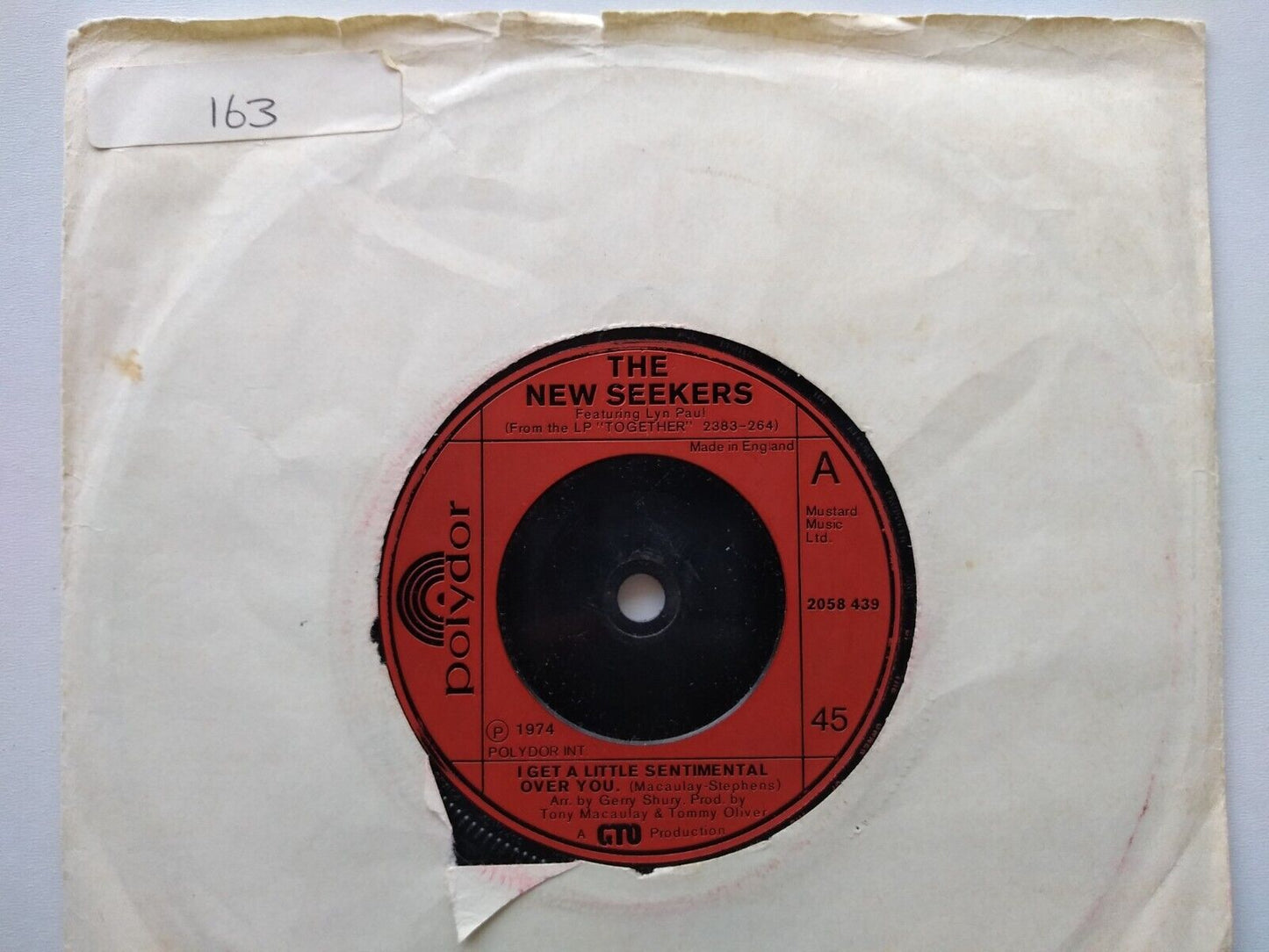 New Seekers - I Get A Little Sentimental Over You (Polydor 1974) 7" vinyl VG/-