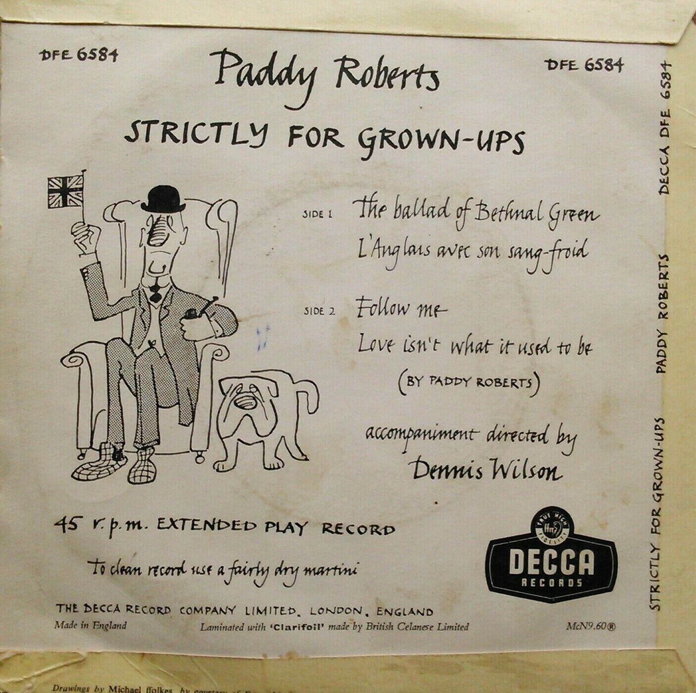 Paddy Roberts - Strictly For Grown-Ups (Decca, 1959) 7" vinyl P/S EP VG/VG