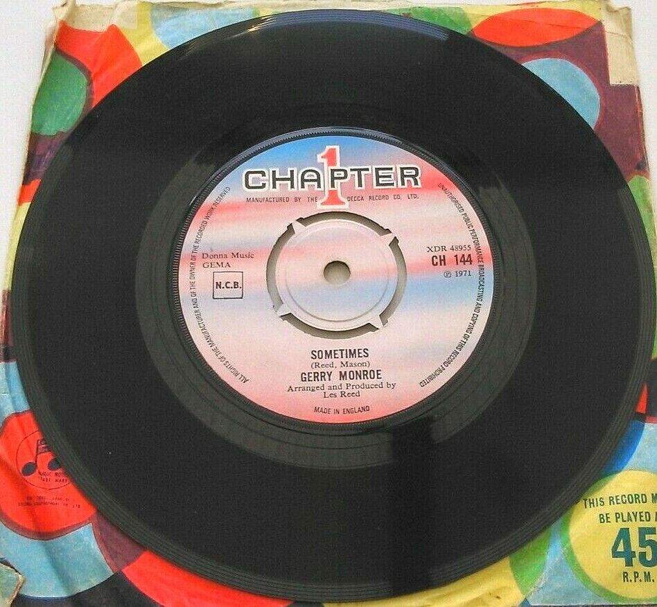 Gerry Monroe - It's A Sin To Tell A Lie (Chapter 1, 1971) 7" vinyl single VG/-