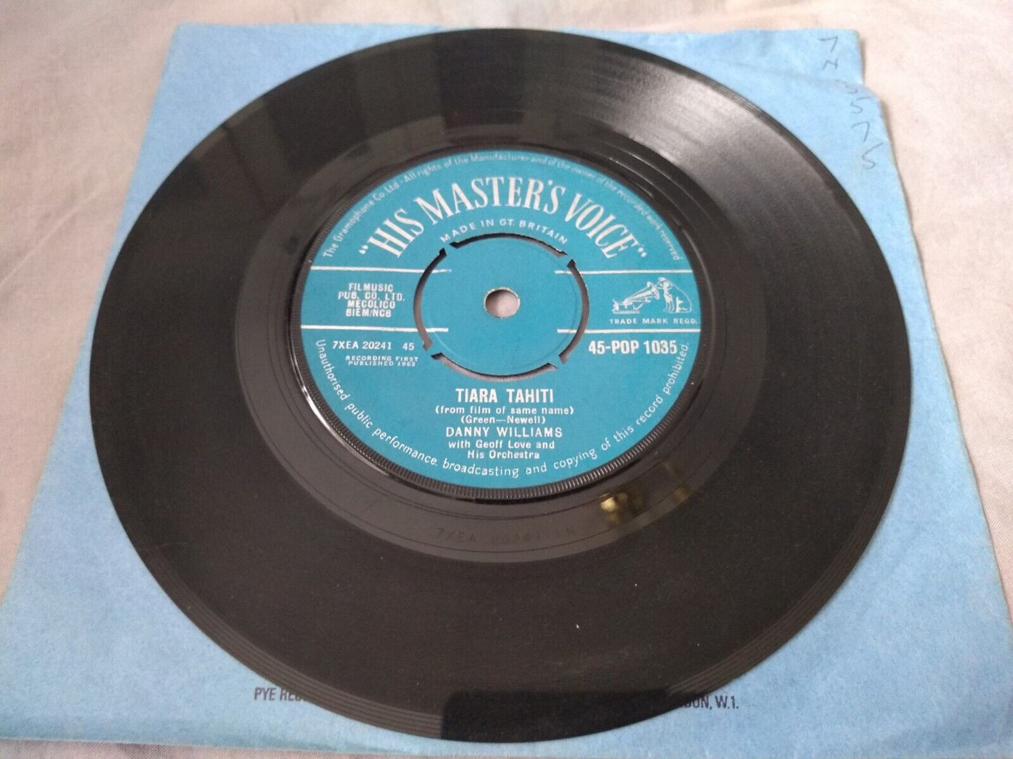 Danny Williams - Tears (HMV 1962) 7" vinyl single VG/-