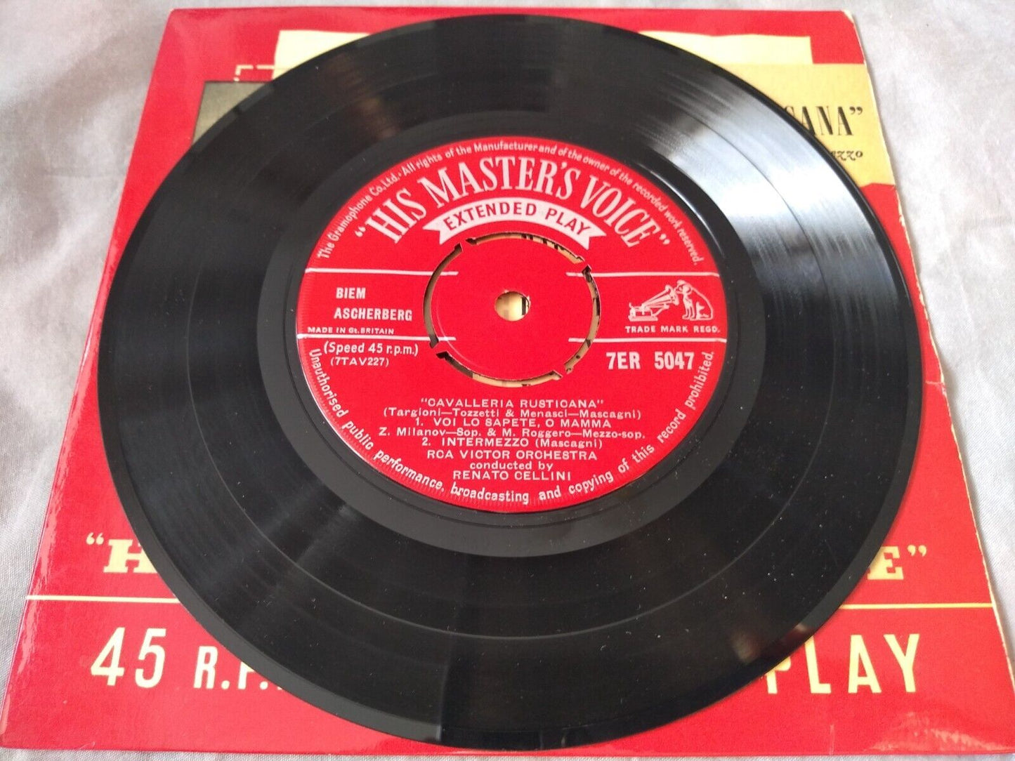 Zinka Milanov – Cavalleria Rusticana (His Master's Voice) 7'' vinyl EP VG/VG