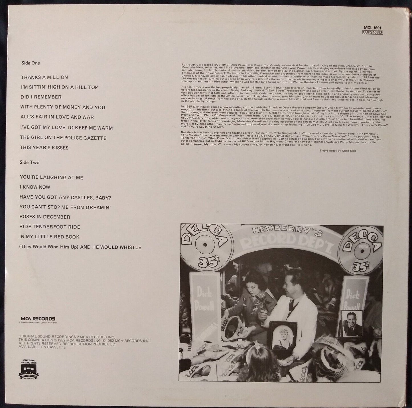 Dick Powell – 16 Classic Tracks (MCA 1982) 12" vinyl LP VG/VG compilation mono