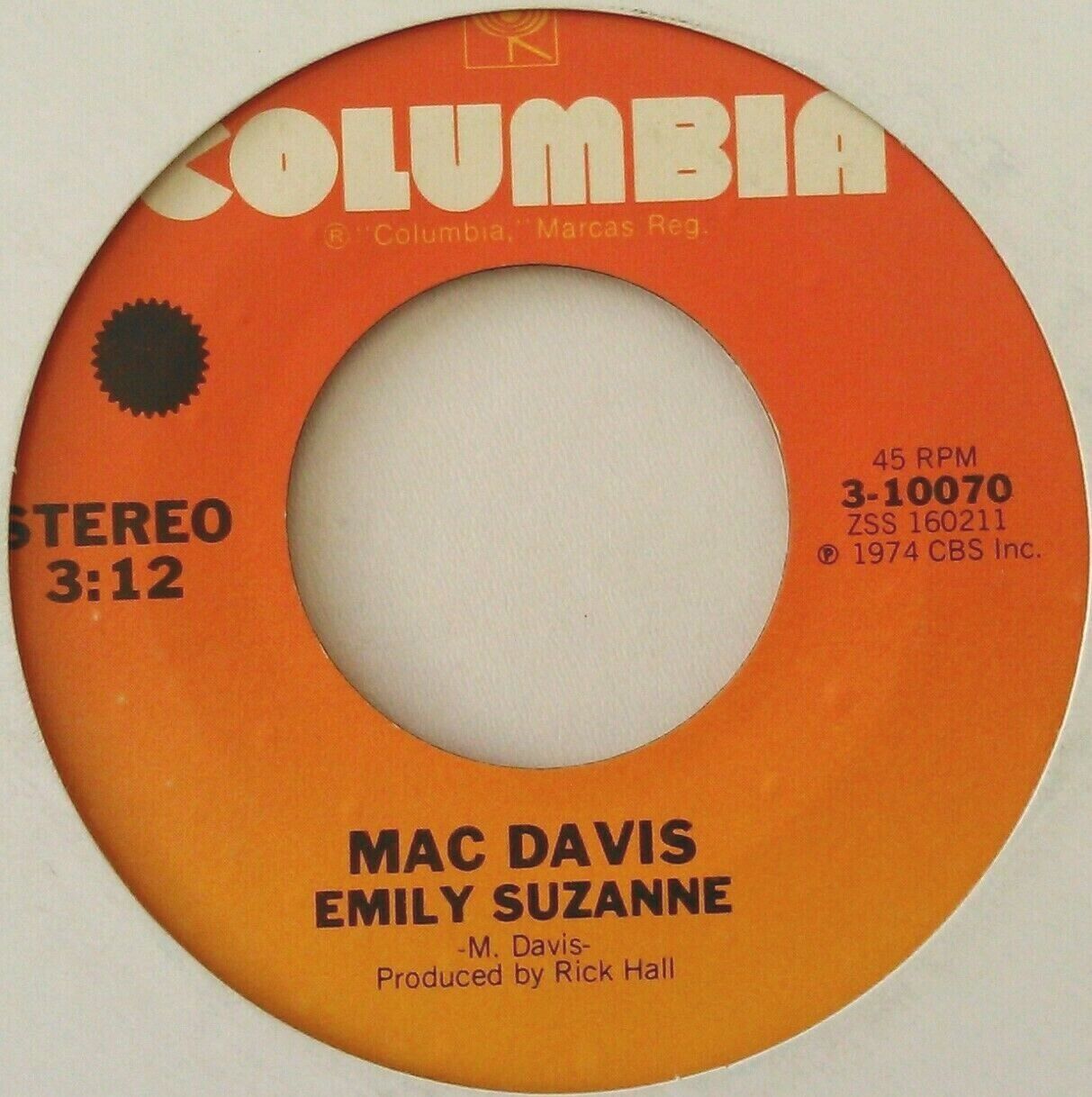 Mac Davis - Rock N' Roll (CBS, 1974) 7" vinyl single VG/- US jukebox centre
