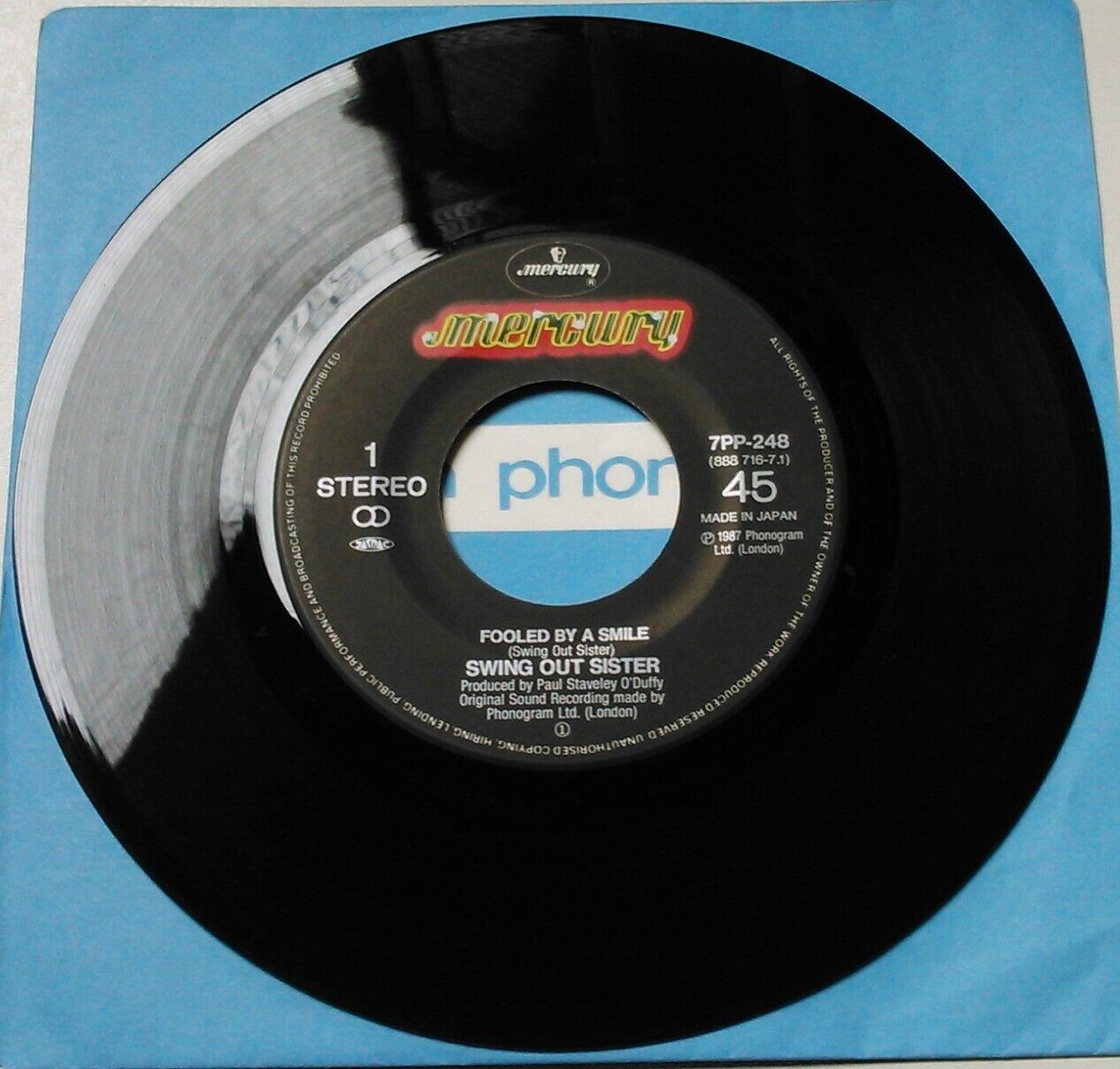 Swing Out Sister – Fooled By A Smile (1987) 7" vinyl P/S single VG/VG Japan