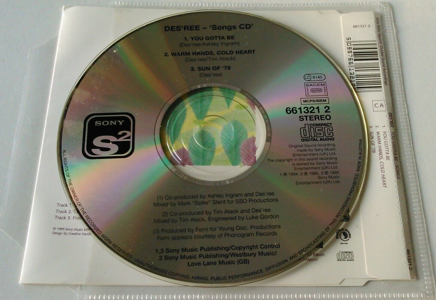 Des'ree – You Gotta Be (Songs) (1995) CD single *no case - plastic wallet*