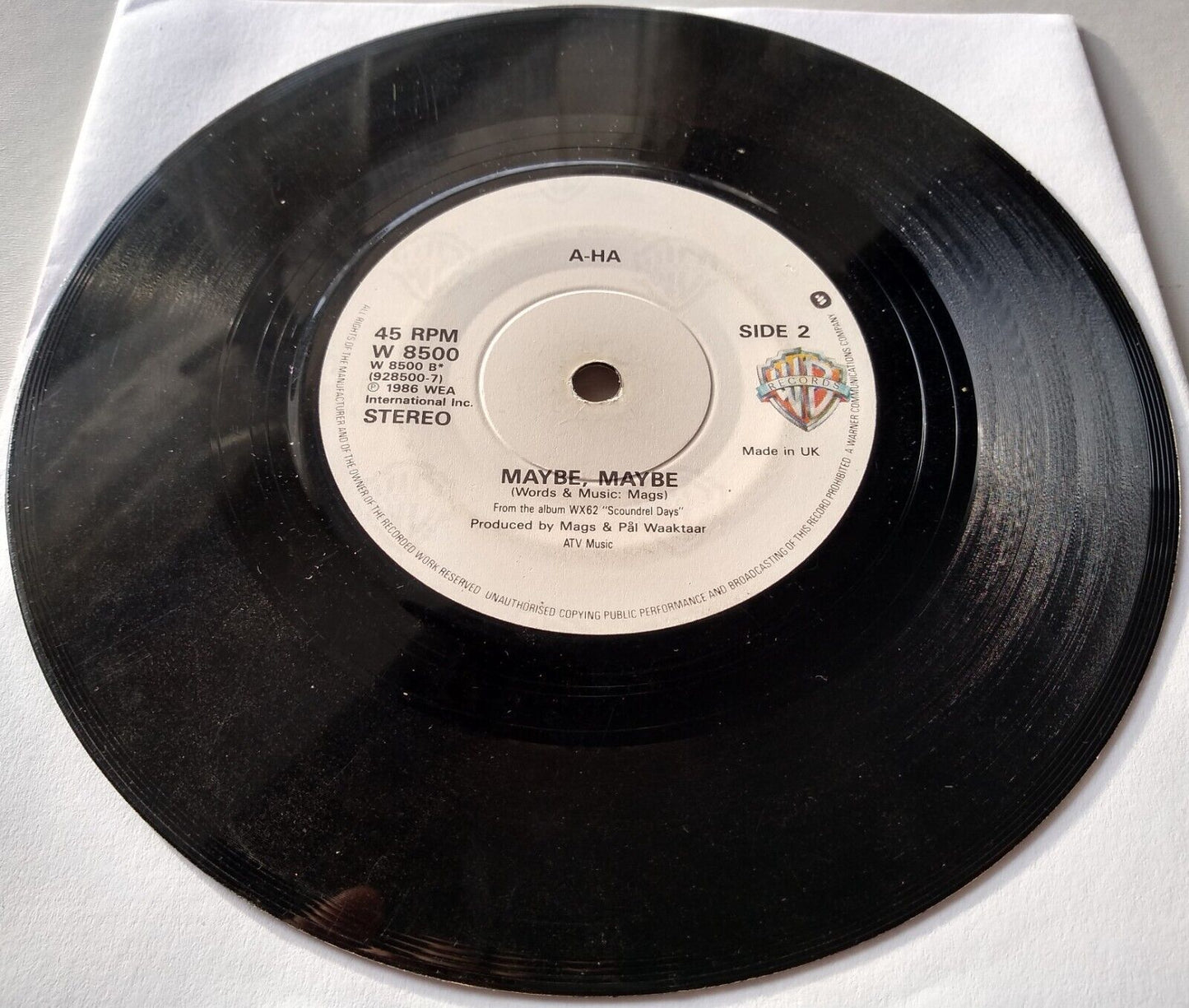 a-ha – Cry Wolf (WB 1986) 7" vinyl single VG/-