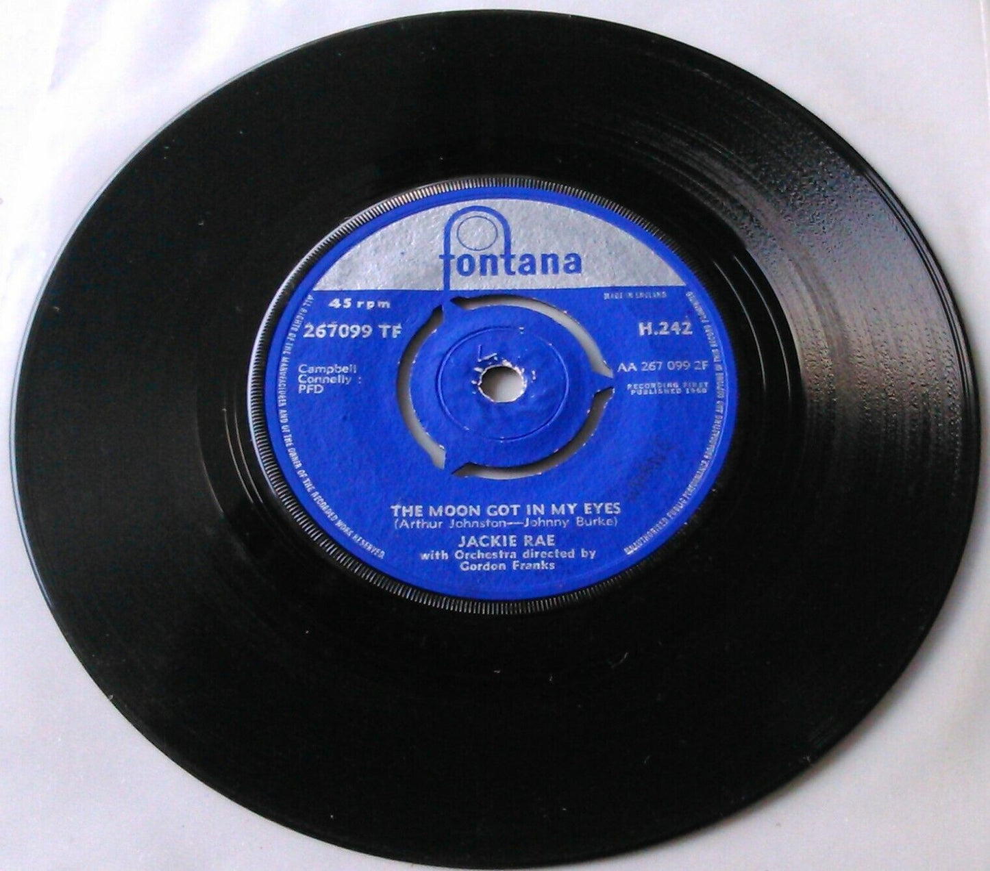 Jackie Rae – Summer Place (Fontana, 1960) 7" vinyl single VG/-