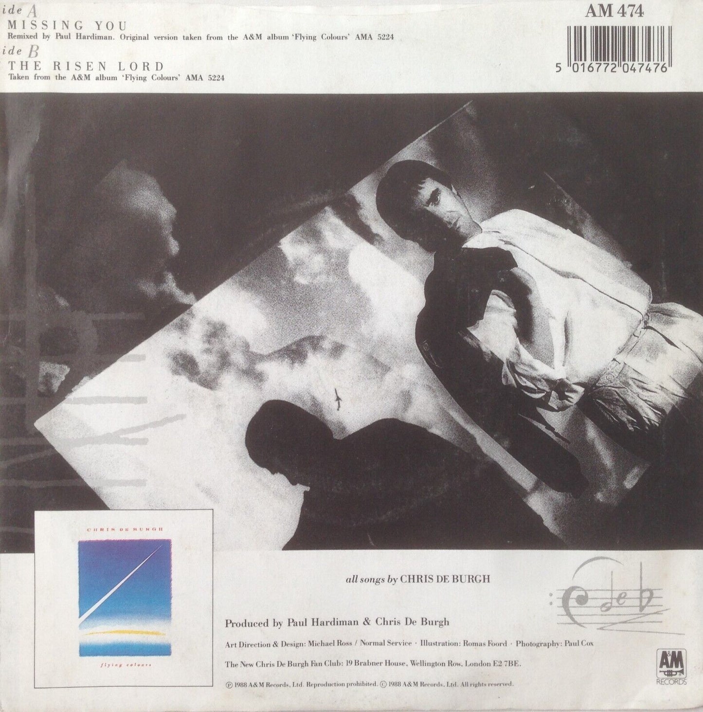 Chris de Burgh - Missing You (A&M, 1988) 7" vinyl single VG/-