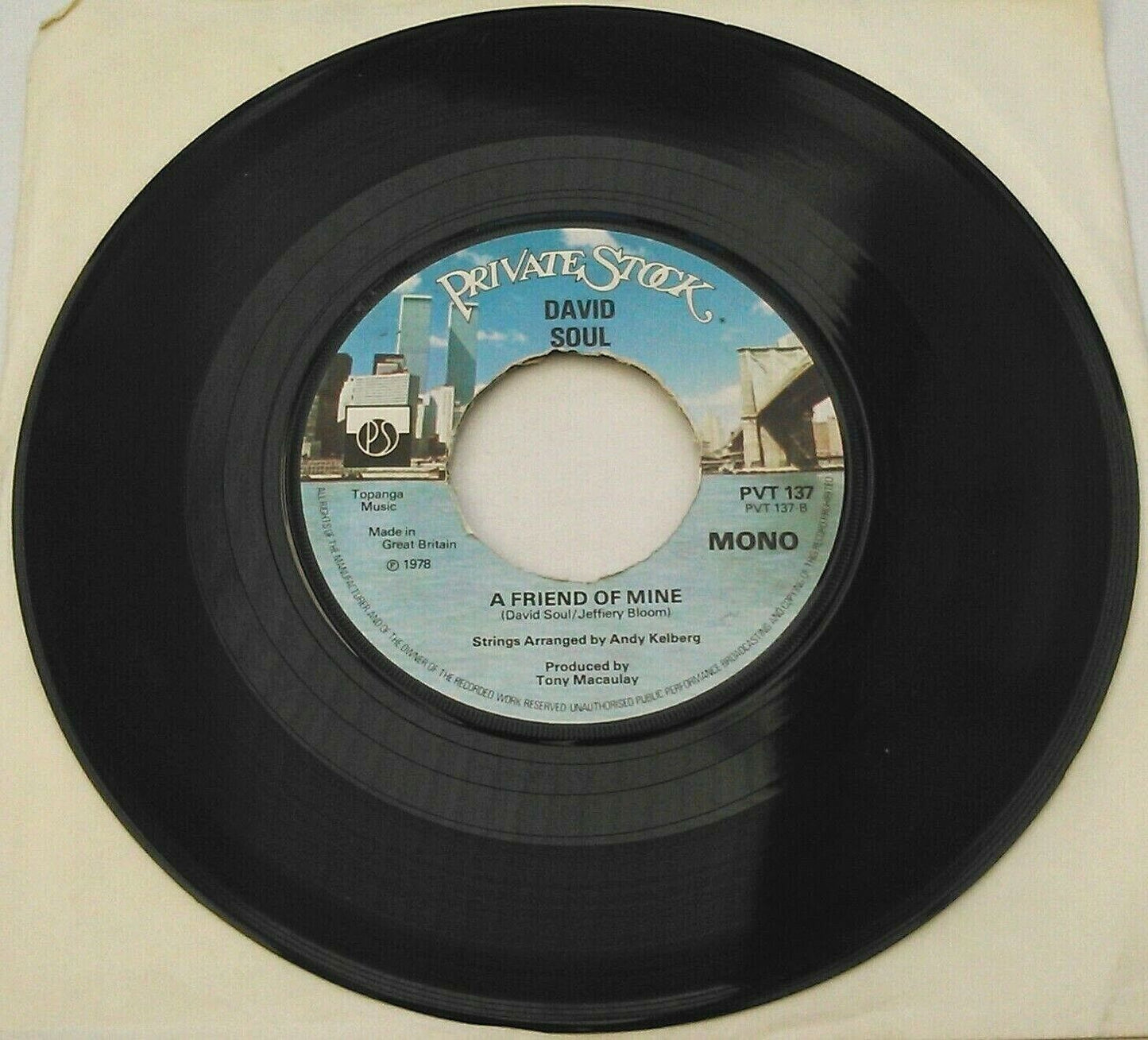 David Soul – It Sure Brings Out The Love In Your Eyes 7" vinyl single VG/-