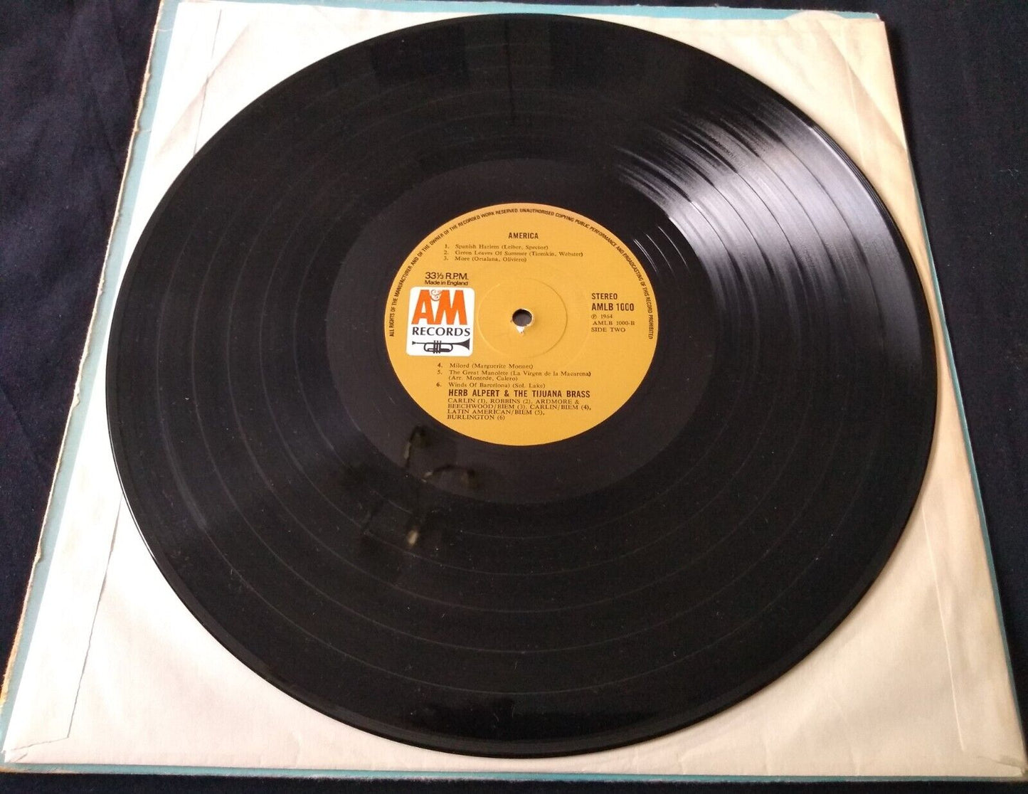 Herb Alpert & The Tijuana Brass – America (A&M) 12" vinyl LP VG/VG