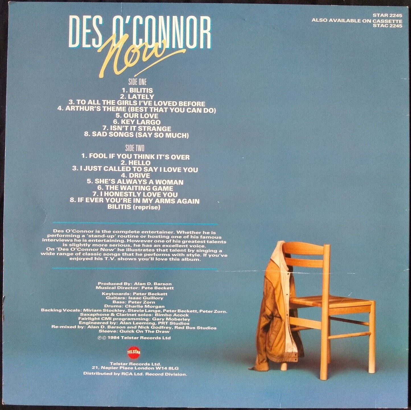 Des O'Connor - Now (Telstar 1984) 12" vinyl LP VG/VG