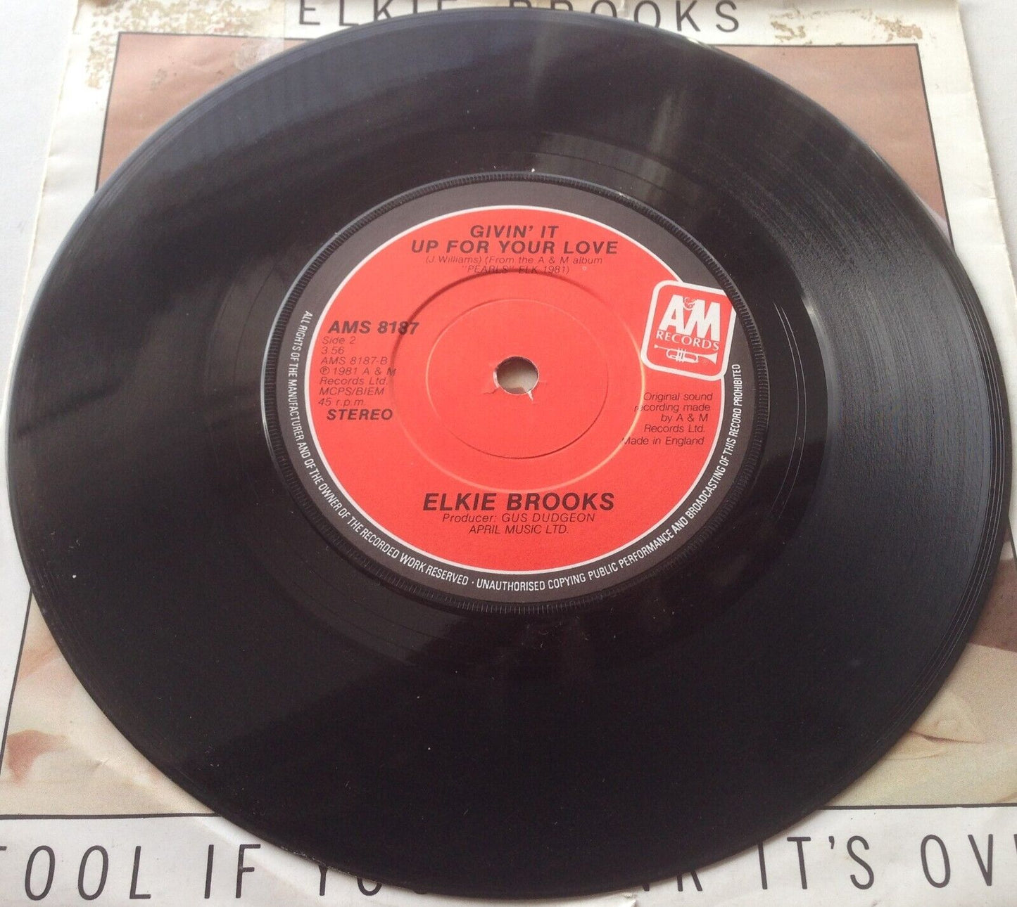 Elkie Brooks - Fool If You Think It’s Over (A&M 1981) 7" vinyl single VG/G+
