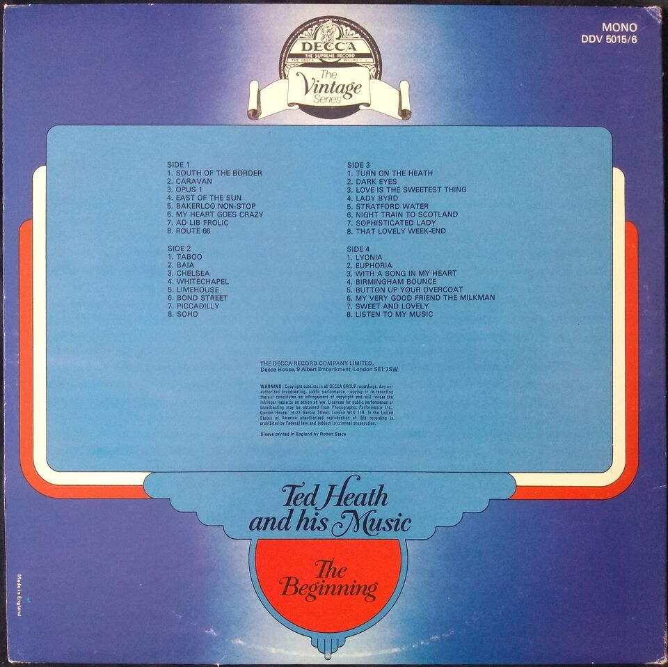 Ted Heath And His Music – The Beginning (Decca) 2x12" vinyl LP VG/VG