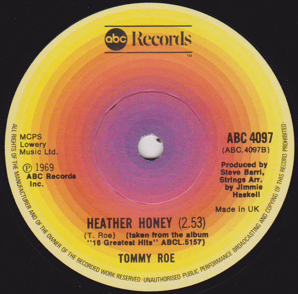 Tommy Roe – Sheila (ABC 1976) 7" vinyl single VG/- reissue